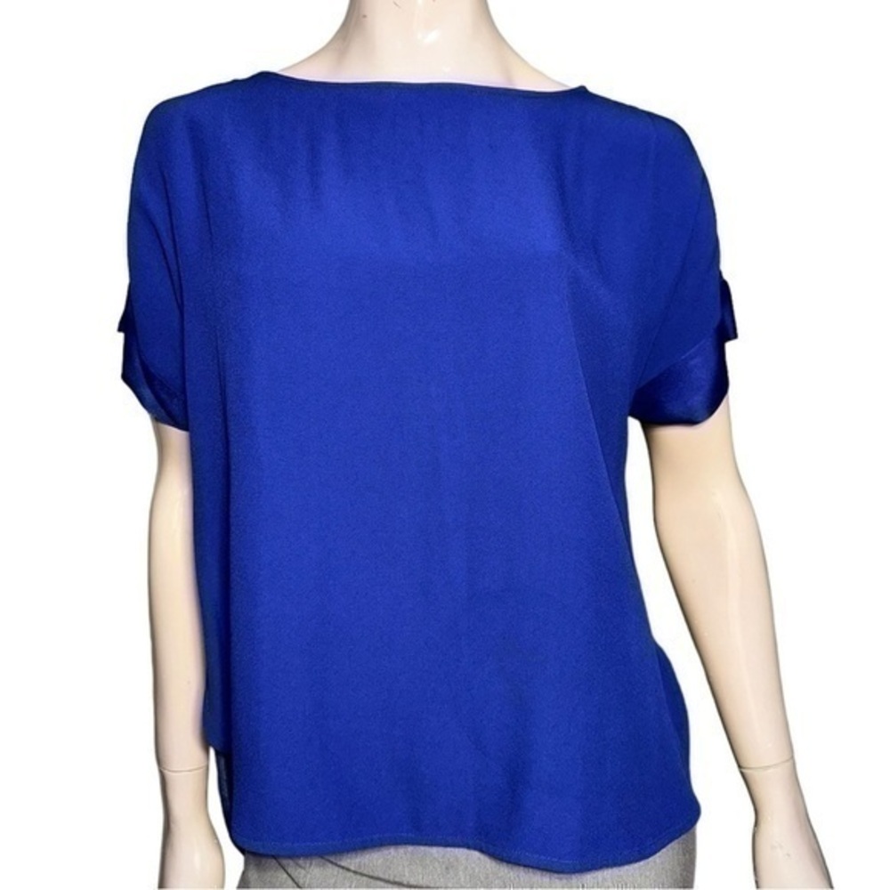 Tara Jarmon Women’s Size 38 8 M Royal Blue Short Sleeve Top Blouse
